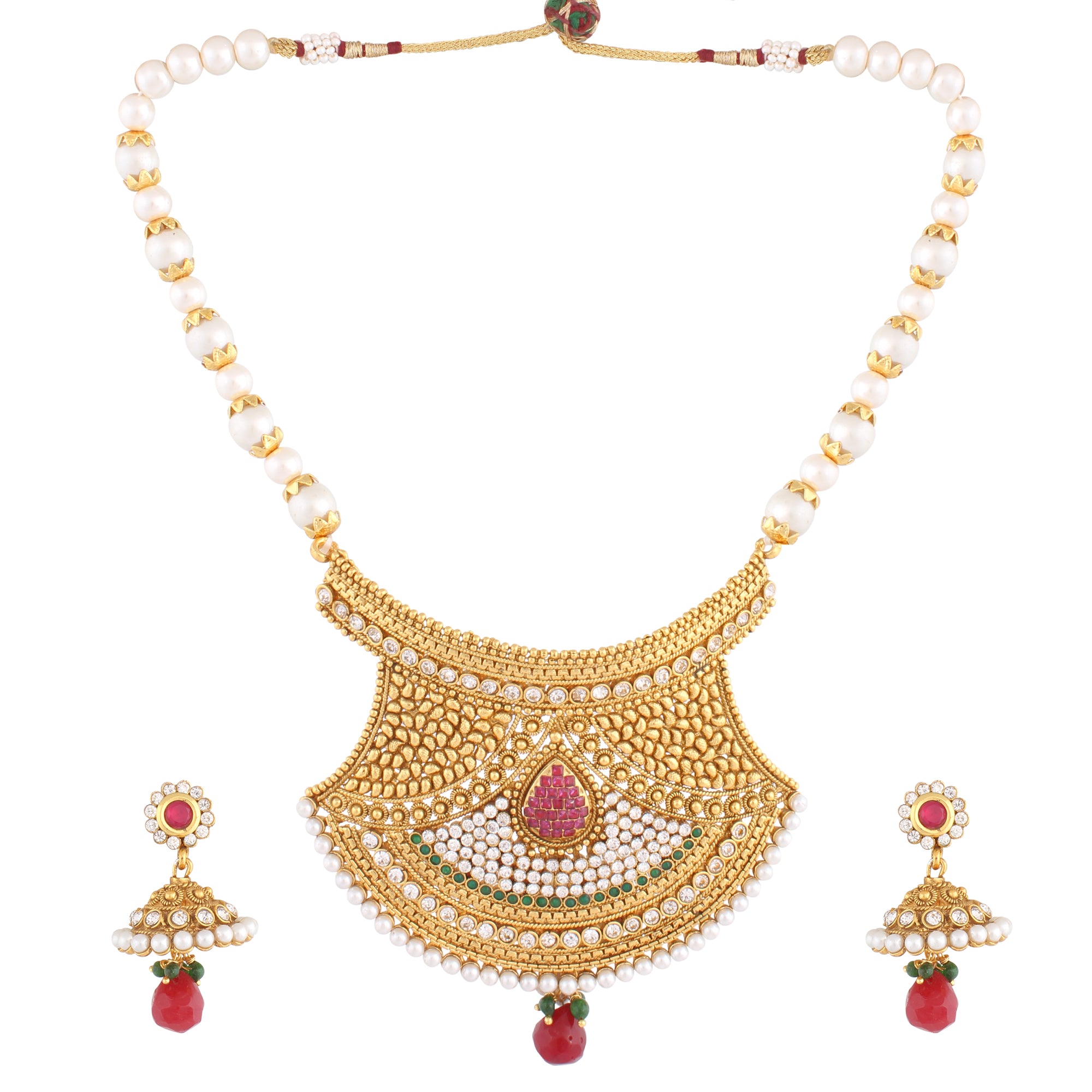 PEARL SET RAJASTHANI PENDENT WITH MATCHING EARRING FOR WOMEN