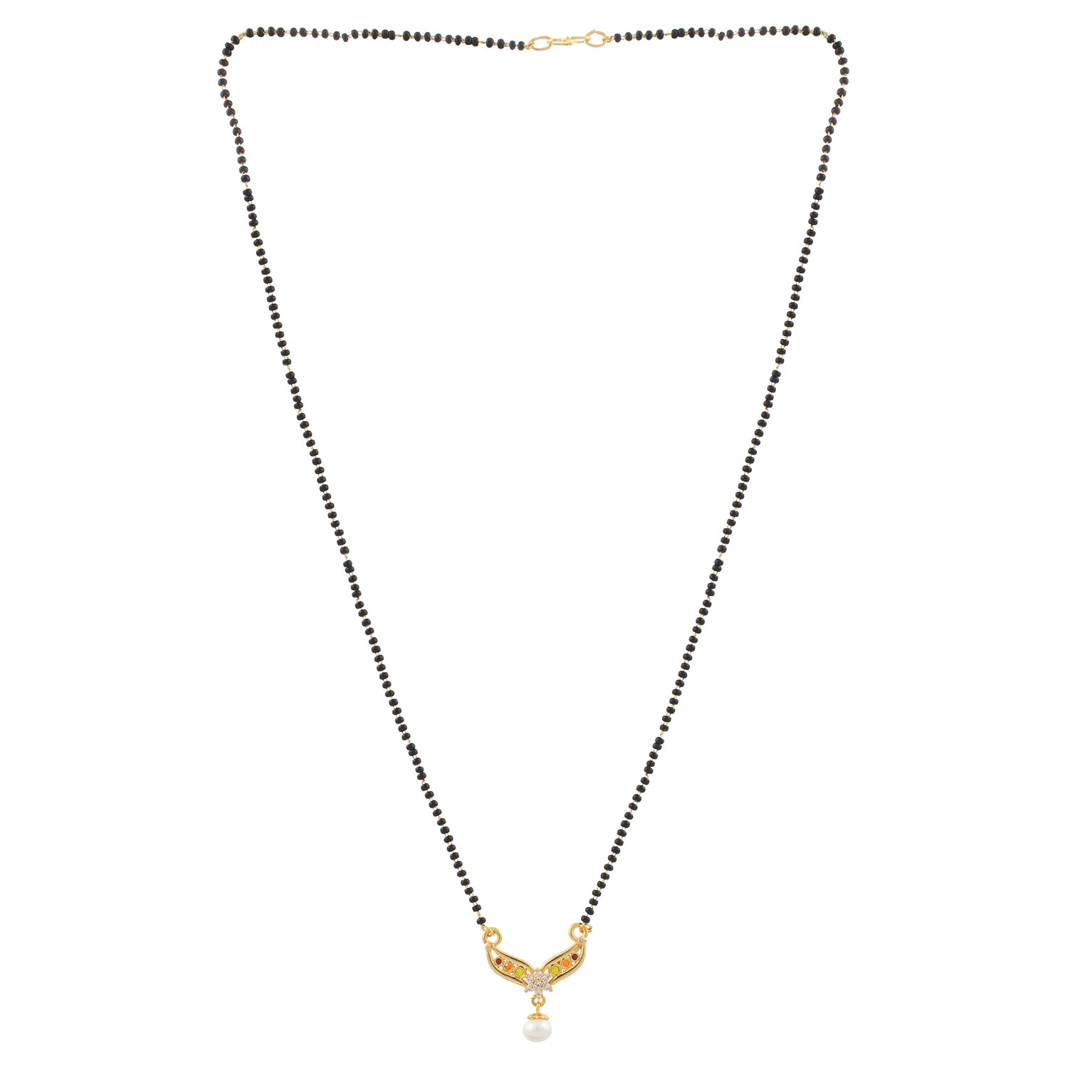 Indian Jewellery from Meira Jewellery:Mangalsutra,Gold Plated Compact Design Mangalsutra with studded Pearl