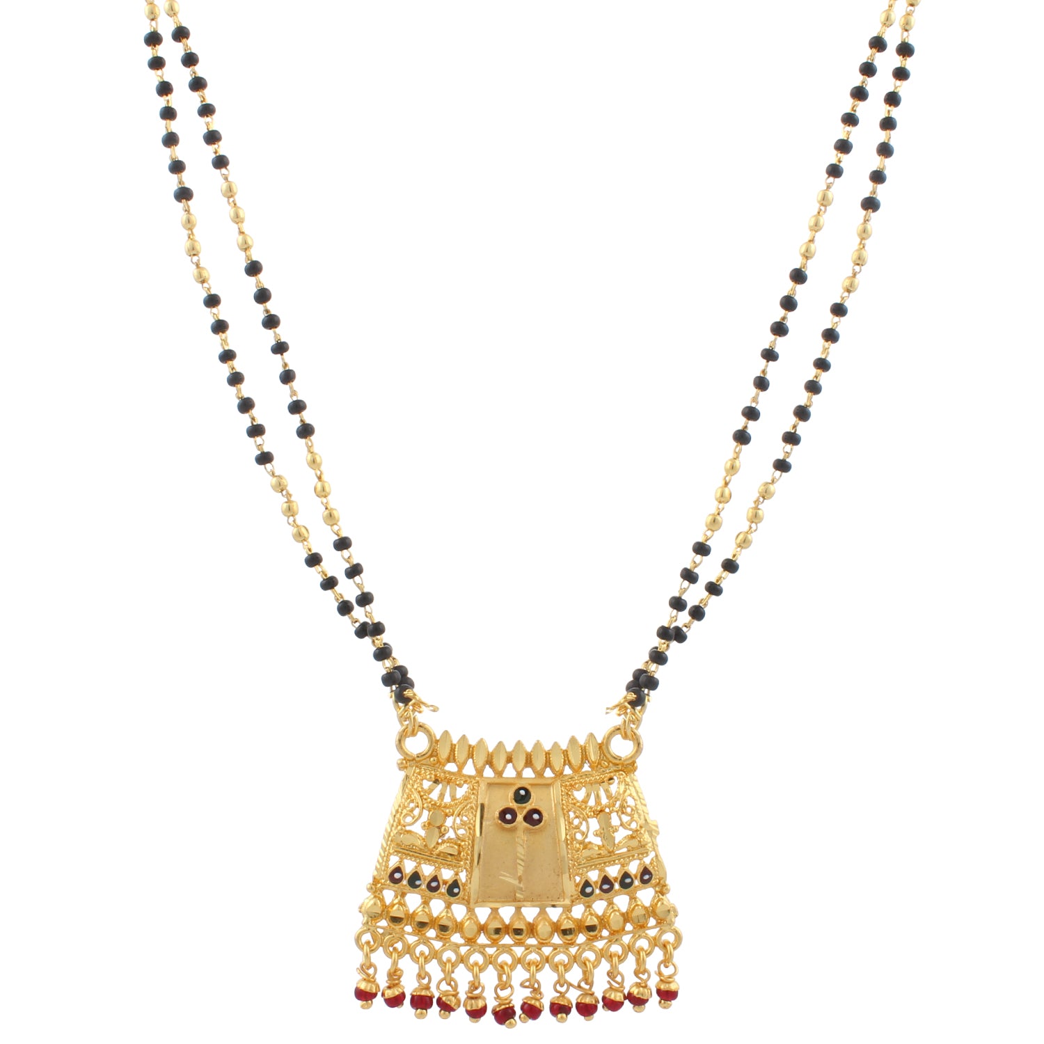 Gold Plated Mangalsutra with Black beads For Women