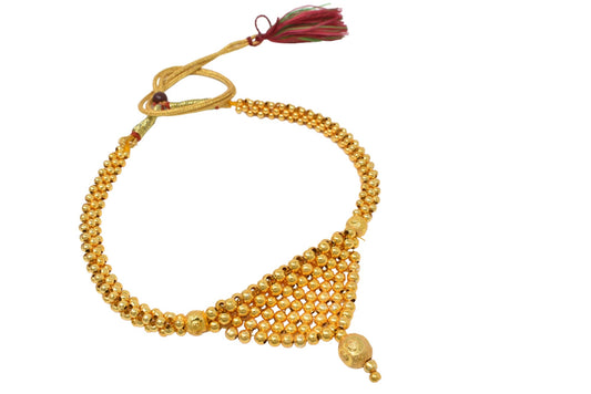 Golden Marathi Thusi Stylish Necklace n Chain jewellery set