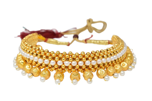 Golden Marathi Thusi Stylish Necklace n Chain jewellery set