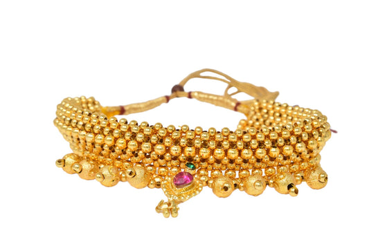 Golden Marathi Thusi Stylish Necklace n Chain jewellery set