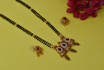 Gold Plated Mangalsutra with Golden and Black beads exclusively for Indian women.