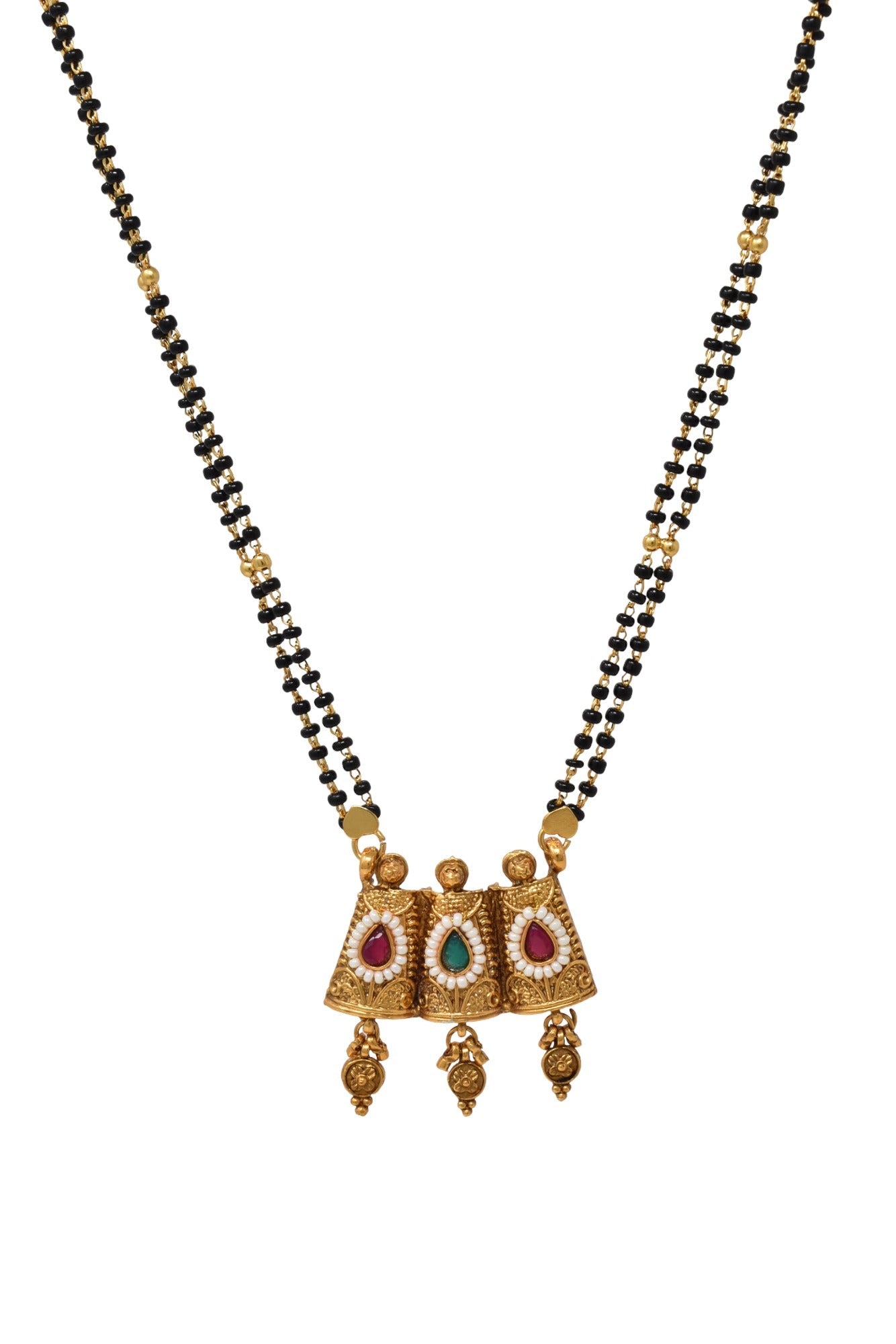 Gold Plated Mangalsutra with Golden and Black beads exclusively for Indian women.