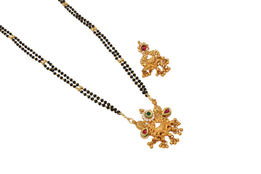 Golden and black beads chain with pendal