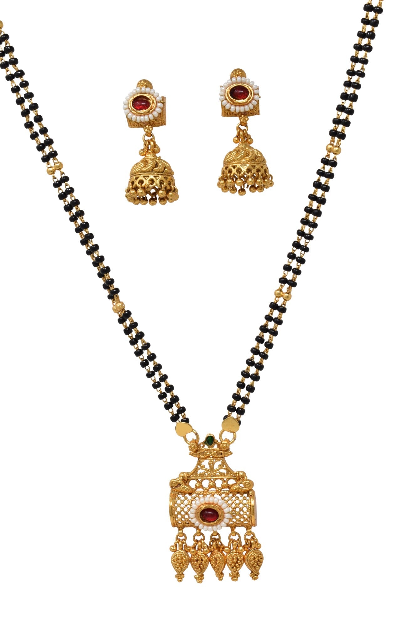 Gold Plated Mangalsutra with Golden and Black beads exclusively for Indian women.