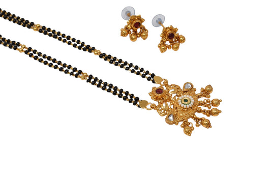 Golden and black beads chain with pendal