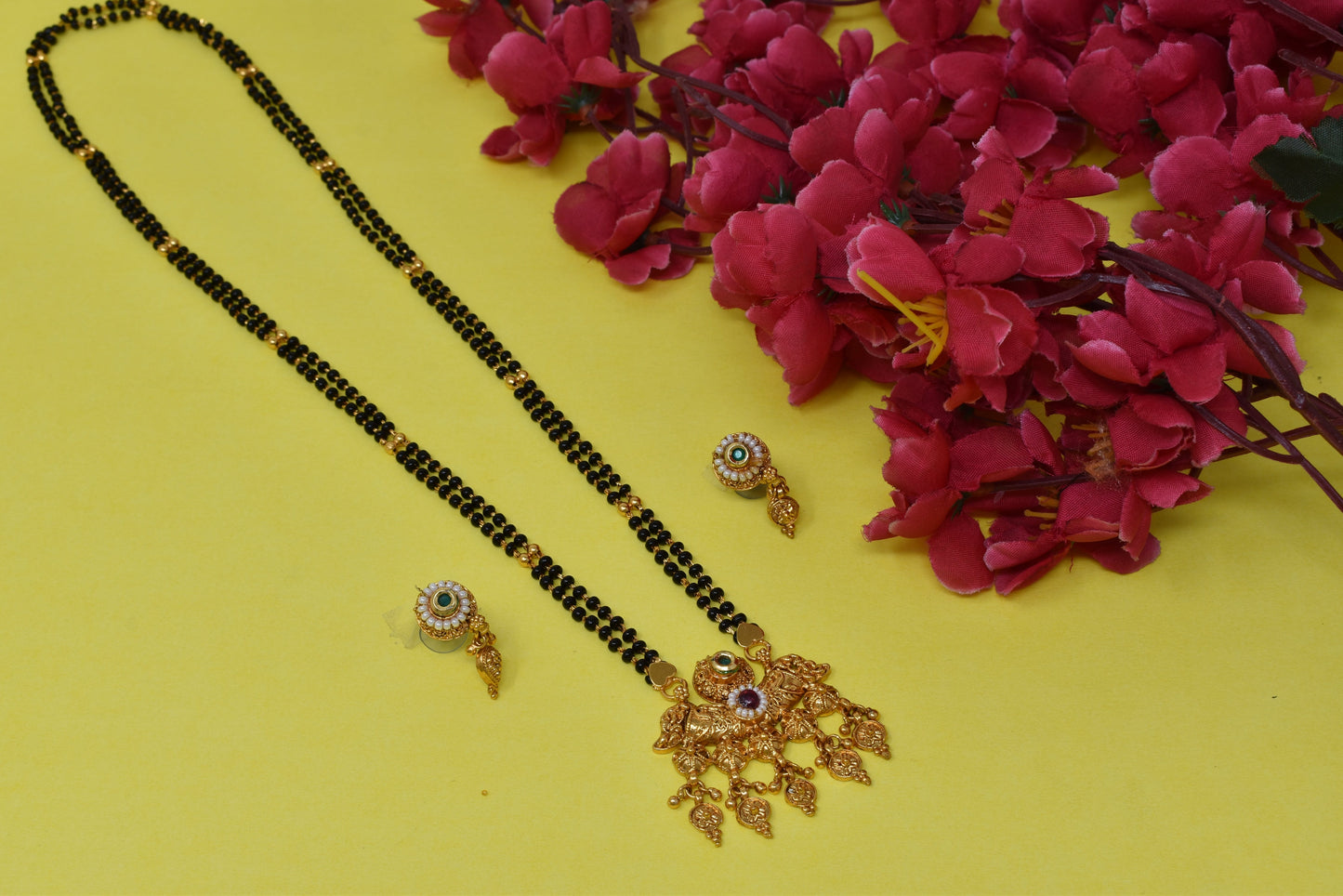 Gold Plated Mangalsutra with Golden and Black beads exclusively for Indian women.