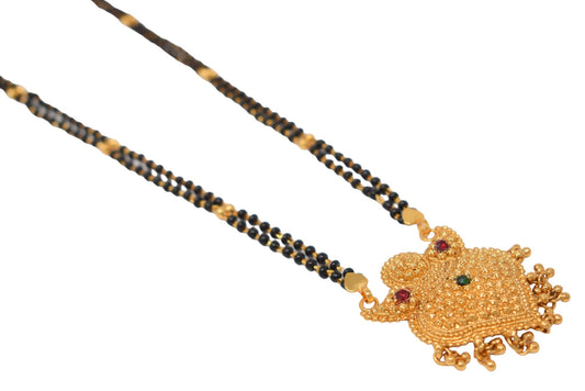 Golden and black beads chain with pendal