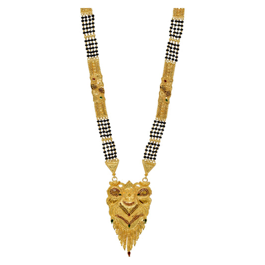 Golden and black beads chain with pendal