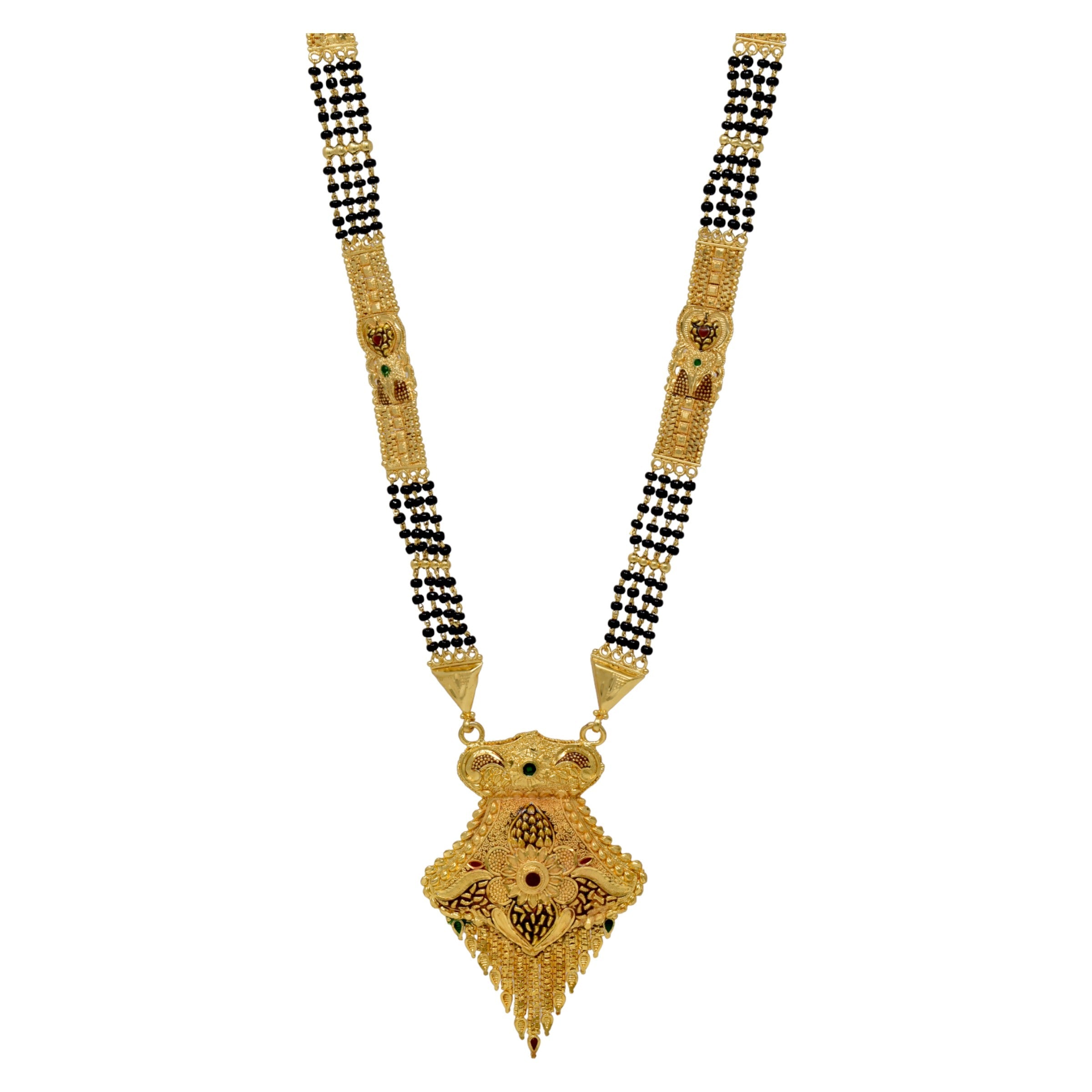 Golden and black beads chain with pendal