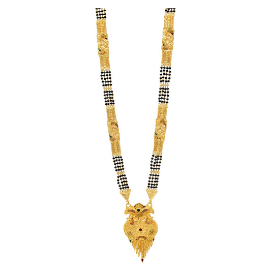 Golden and black beads chain with pendal