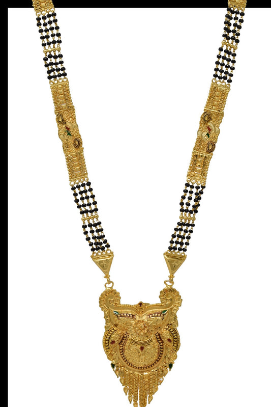 Golden and black beads chain with pendal