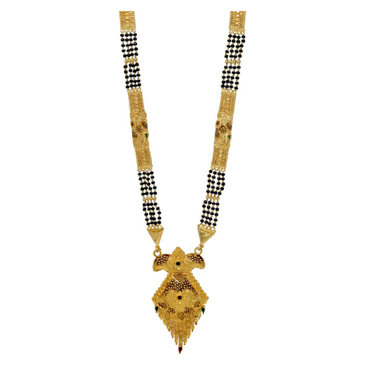 Golden and black beads chain with pendal