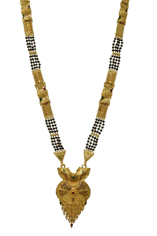 Golden and black beads chain with pendal