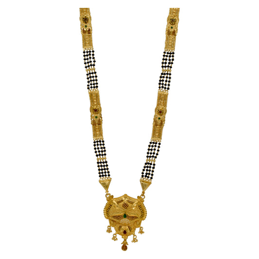 Golden and black beads chain with pendal