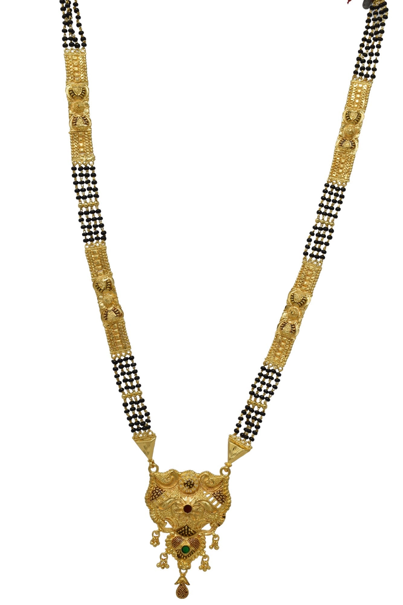 Golden and black beads chain with pendal