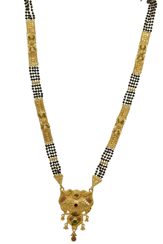 Golden and black beads chain with pendal