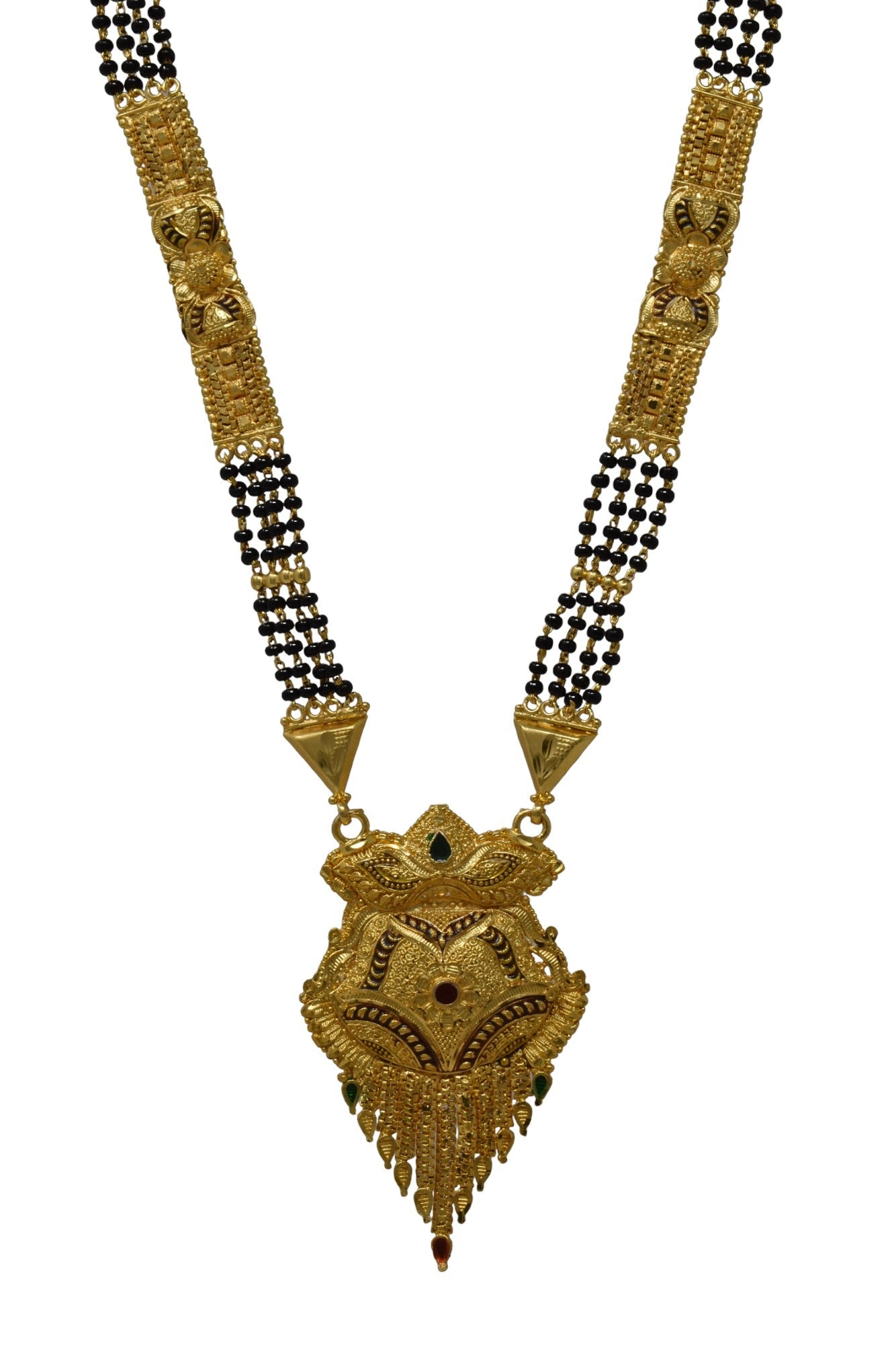 Golden and black beads chain with pendal