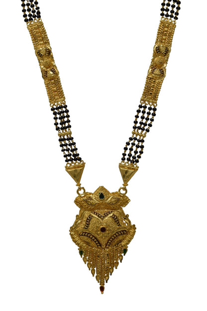 Golden and black beads chain with pendal