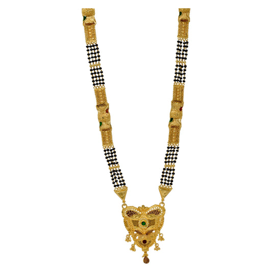 Golden and black beads chain with pendal