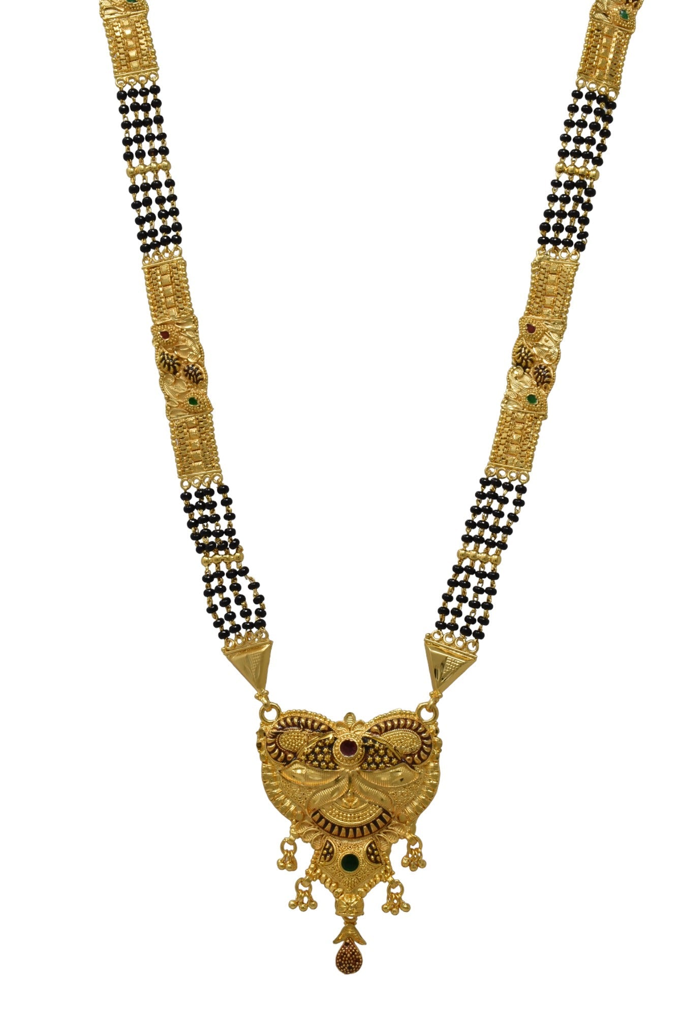 Golden and black beads chain with pendal