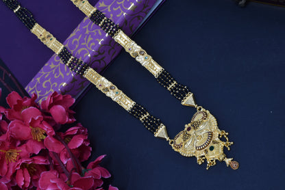 Gold Plated Mangalsutra with Golden and Black beads exclusively for Indian women.