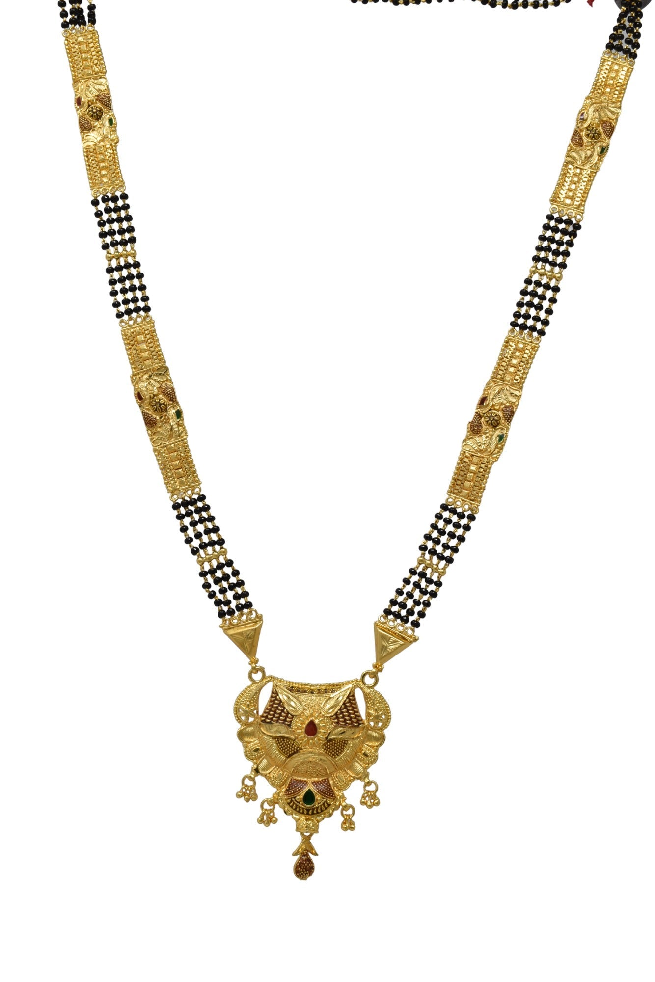 Golden and black beads chain with pendal