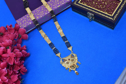 Gold Plated Mangalsutra with Golden and Black beads exclusively for Indian women.