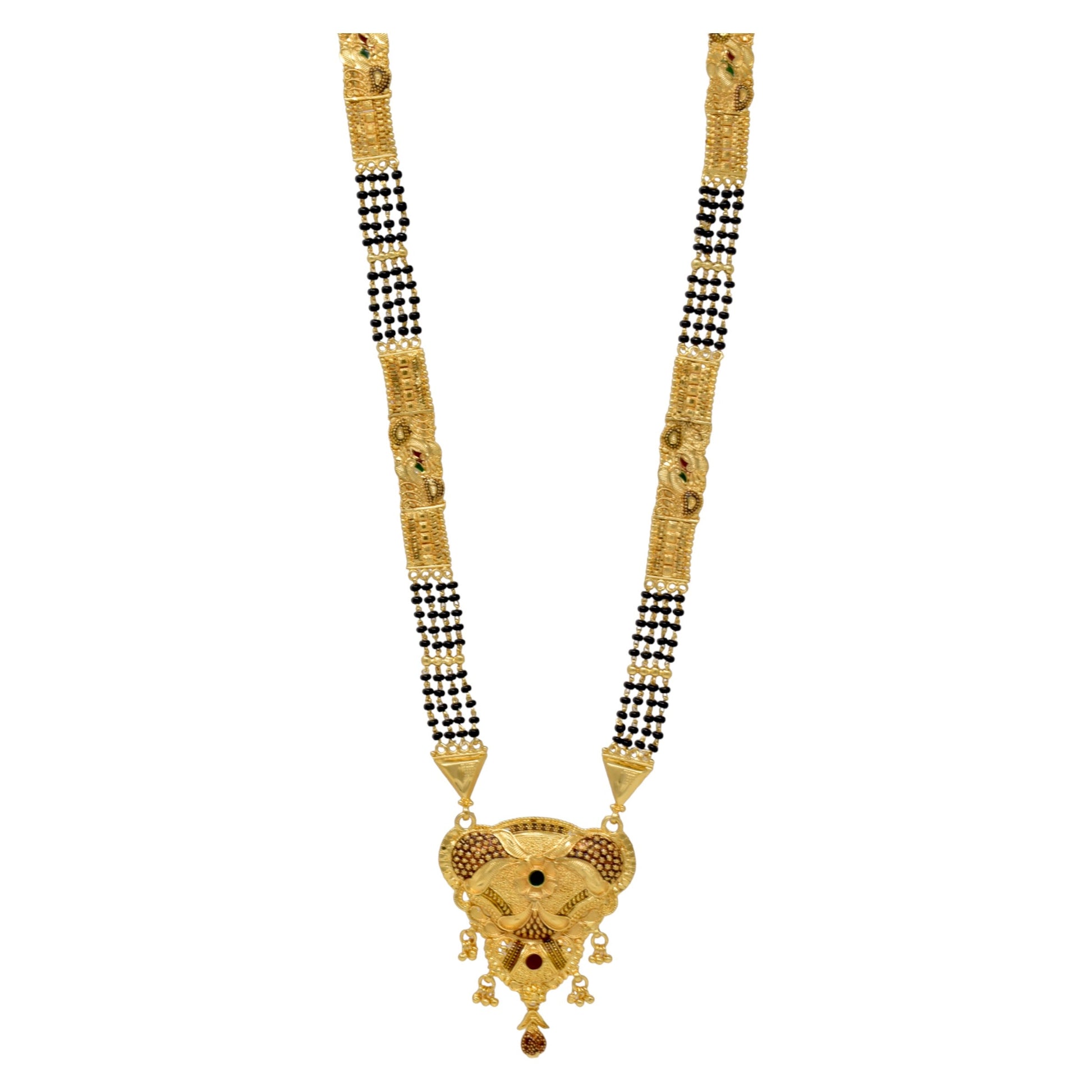 Golden and black beads chain with pendal