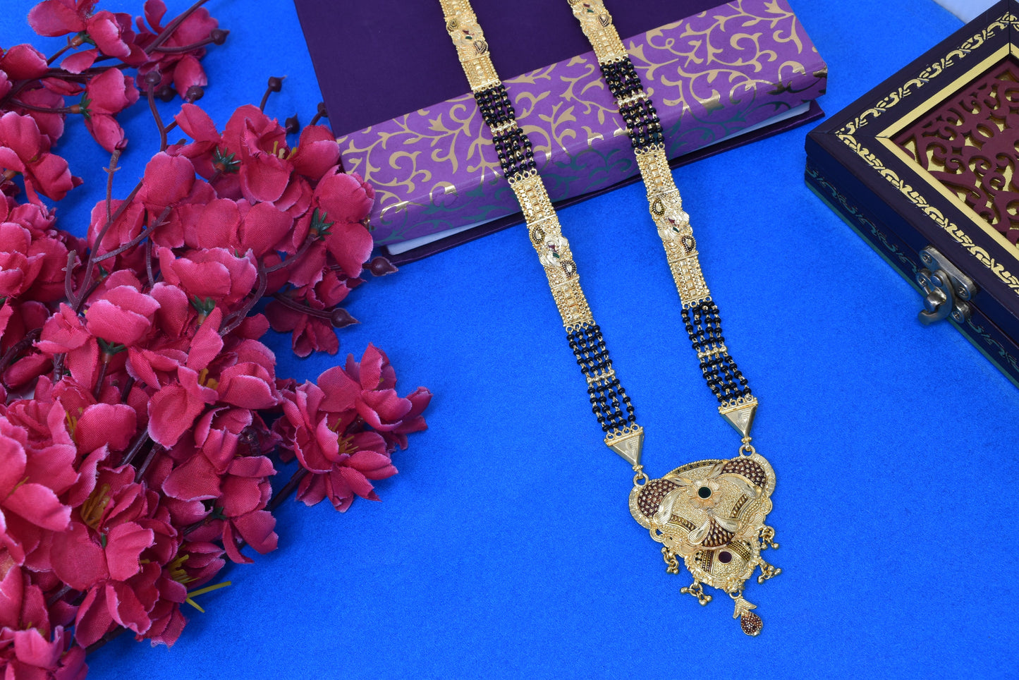 Gold Plated Mangalsutra with Golden and Black beads exclusively for Indian women.