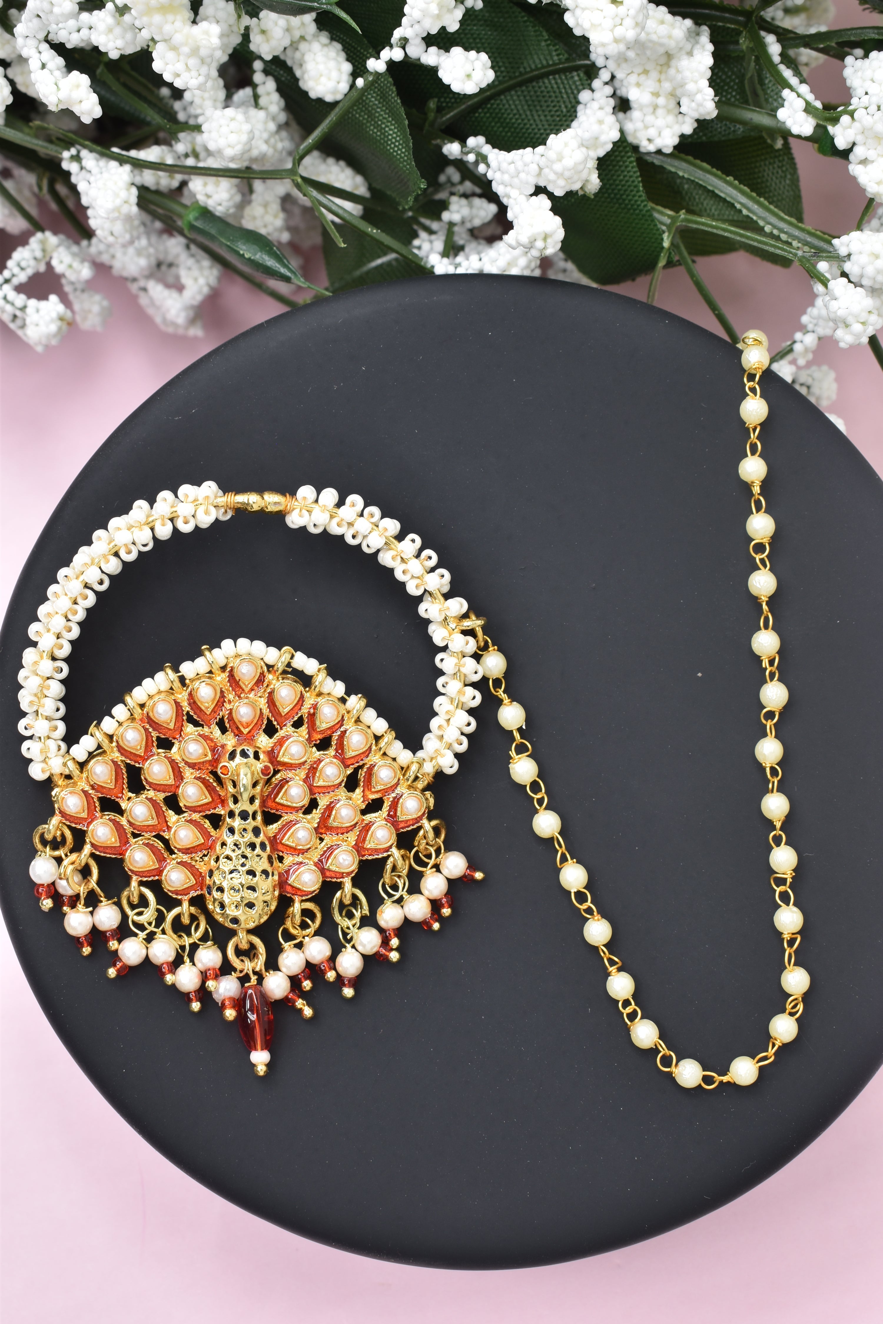 Traditional Goldplated Heavy Designer Meenakari kundan stone perl studded Bridal Big royal rajwadi rajputi big nath with  chain