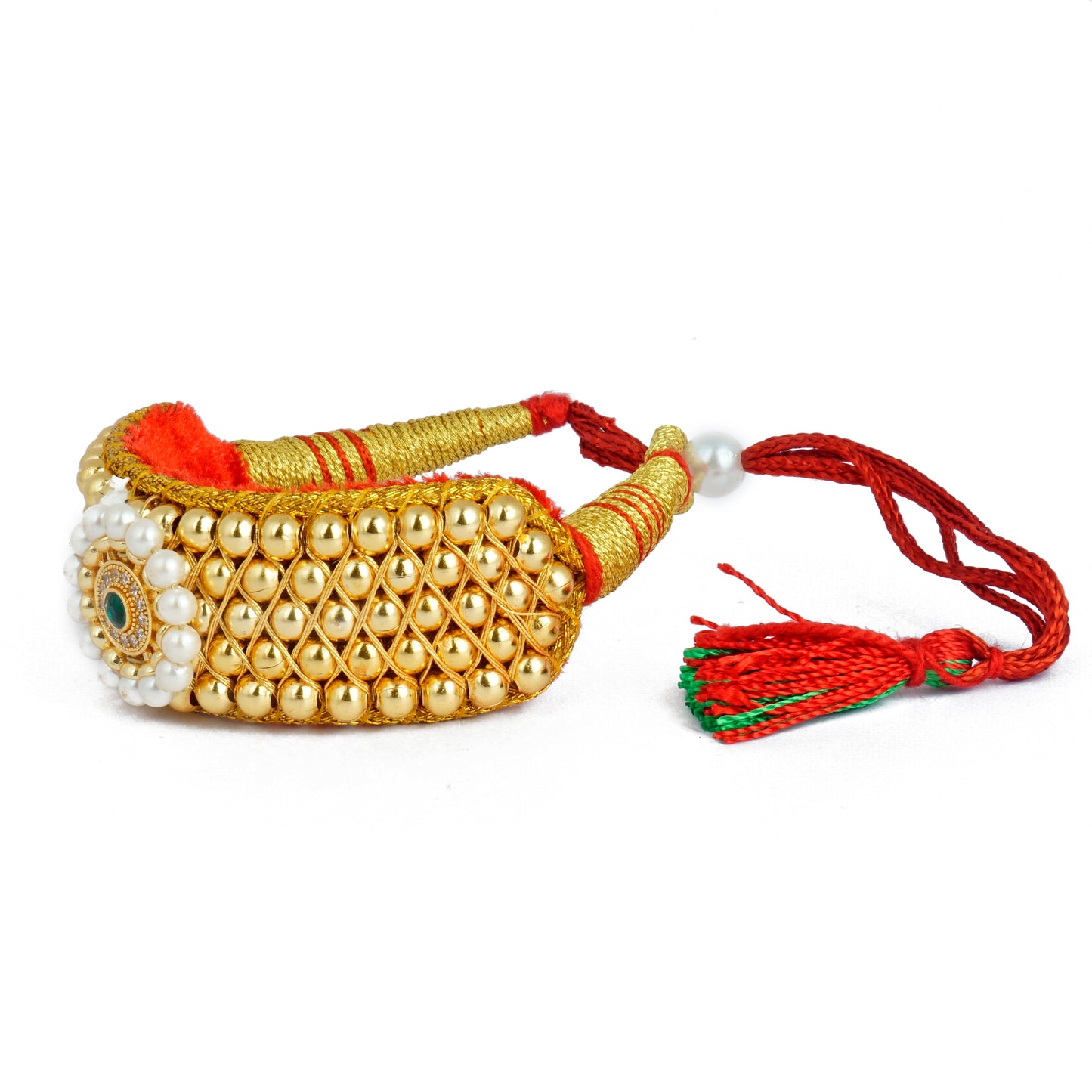 Royal Rajputi Gold plated white pearl beaded Punsi Pocchi Hand Bracelet