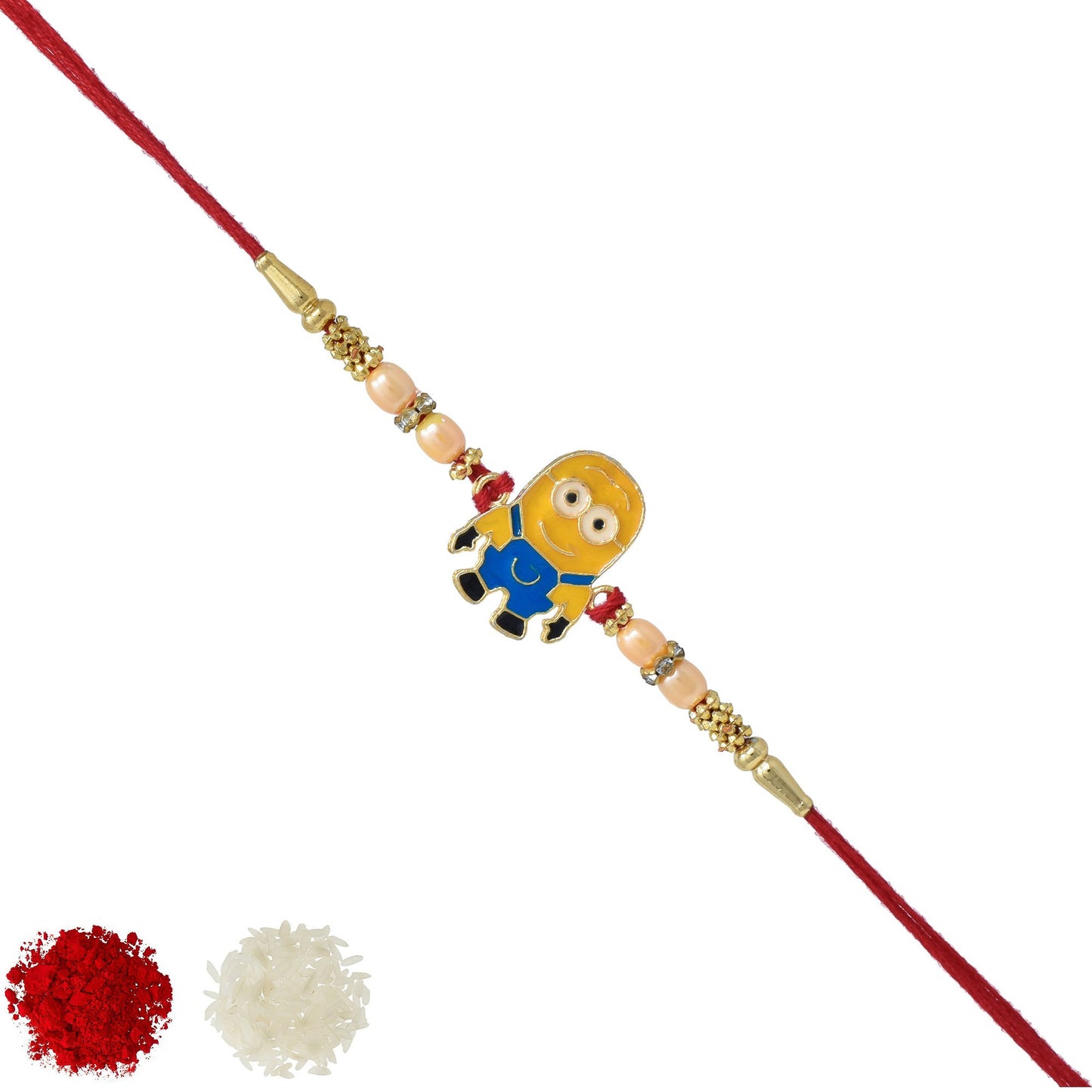 Minion Kids Rakhi with Roli Chawal and Raksha Bandhan Greeting Card For Boys (Multicolor)