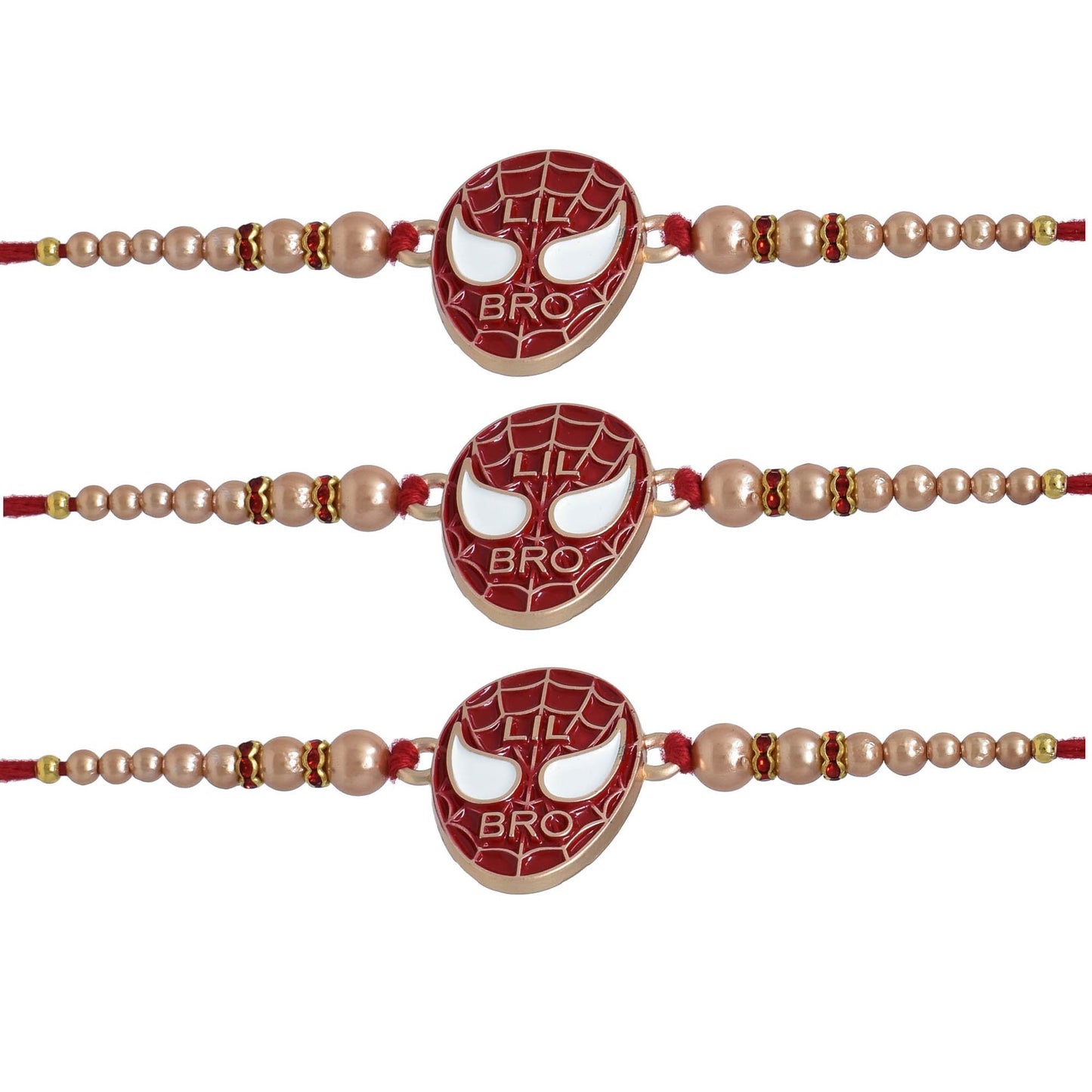 Spiderman Kids Rakhi (Set of 3) with Roli Chawal and Raksha Bandhan Greeting Card For Boys