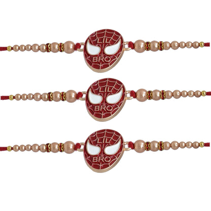 Spiderman Kids Rakhi (Set of 3) with Roli Chawal and Raksha Bandhan Greeting Card For Boys