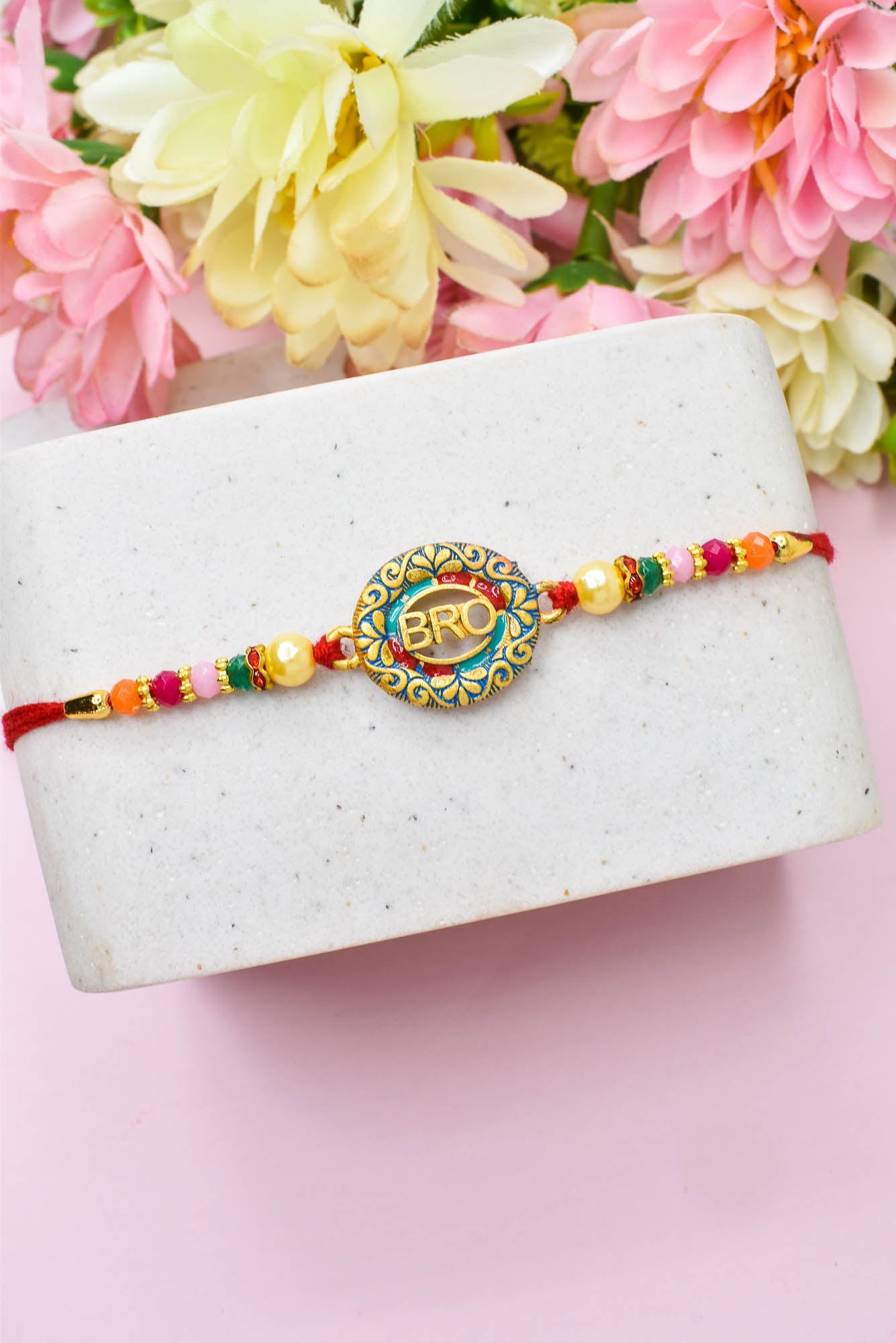 BRO Design Hand Painted Bracelate Rakhi Set of 3  with Roli chawal n RakshabandhanRakhi  for Brother Rakhi  for Kids