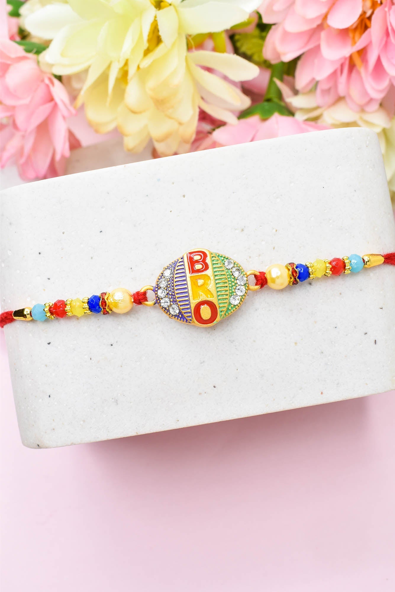 Rakhi for Brothers Rakhi for kids  BRO Design Hand Painted Bracelate Rakhi with Roli chawal n Rakshabandhan Gift Card Rakhi