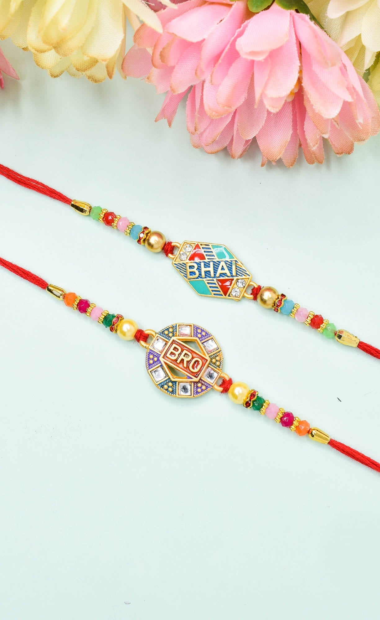 Classic Matt finish BRO Rakhi set with Roli Chawal & Card| rakhi for brother and bhabhi  kids| rakhi set of 2 | resin rakhi