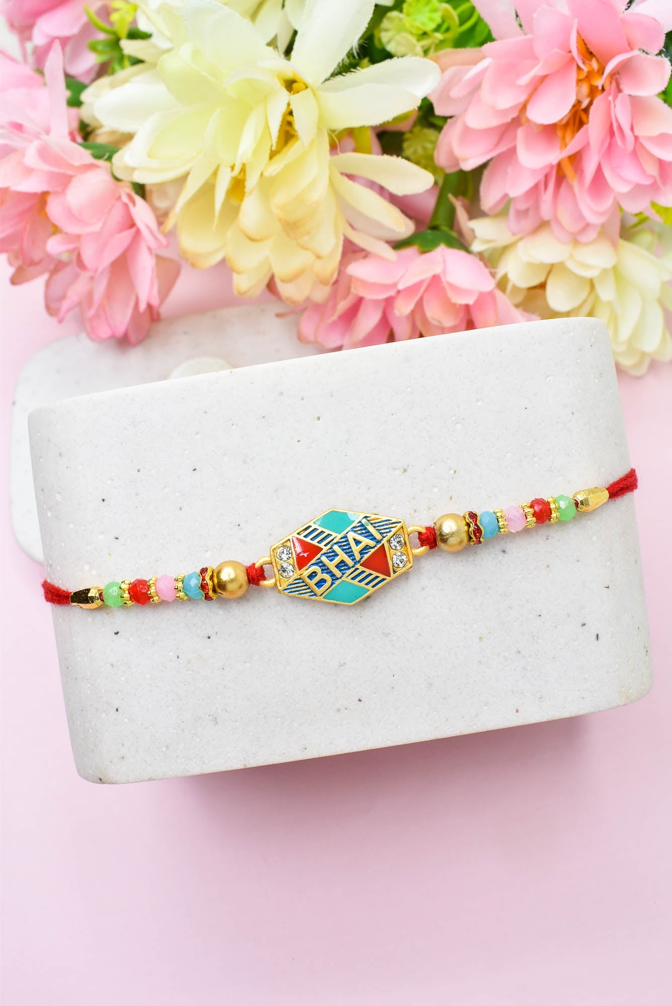 Bhai Design Hand Painted Bracelate Rakhi Set of 3  with Roli chawal n RakshabandhanRakhi  for Brother Rakhi  for Kids