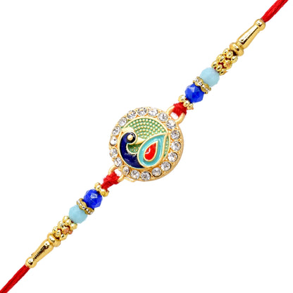 Classic Matt finish Peacock Rakhi set with Roli Chawal & Card| rakhi for brother and bhabhi  kids| rakhi set of 2 | resin rakhi