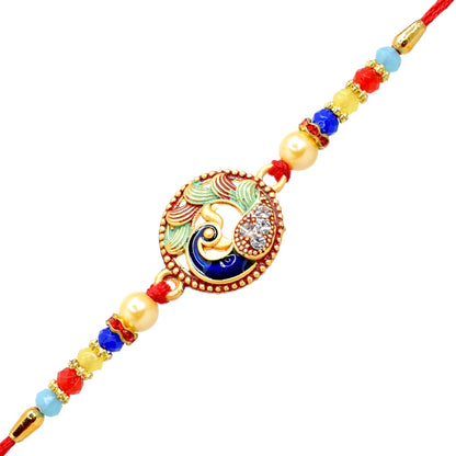 Classic Matt finish Peacock Rakhi set with Roli Chawal & Card| rakhi for brother and bhabhi  kids| rakhi set of 2 | resin rakhi