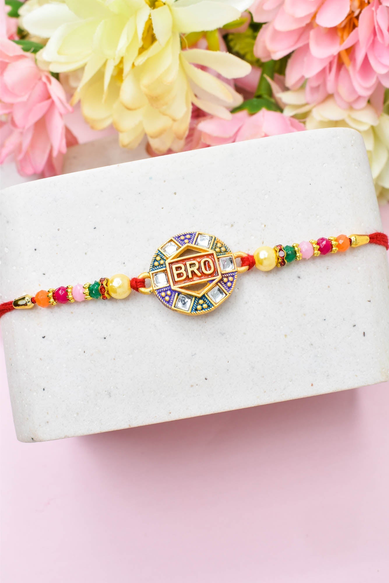 Rakhi for Brothers Rakhi for kids BRO Design Hand Painted Bracelate Rakhi with Roli chawal n Rakshabandhan Gift Card Rakhi for Brother / Rakhi for Kids