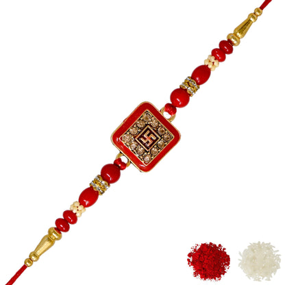 Religious Om n Swastik Rakhi set with Roli Chawal & Card| rakhi for brother and bhabhi  kids| rakhi set of 2 | resin rakhi