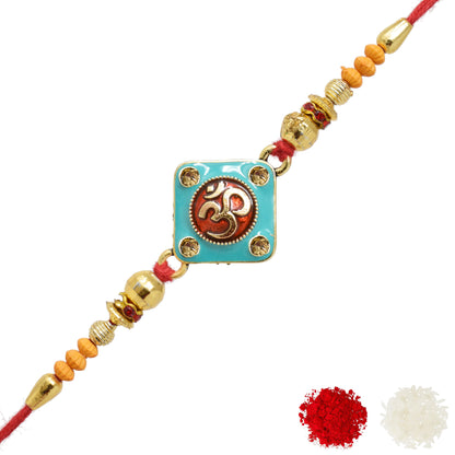 Religious Om n Swastik Rakhi set with Roli Chawal & Card| rakhi for brother and bhabhi  kids| rakhi set of 2 | resin rakhi