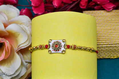 Flower Design Hand Painted Bracelate Rakhi Set of 3  with Roli chawal n RakshabandhanRakhi  for Brother Rakhi  for Kids