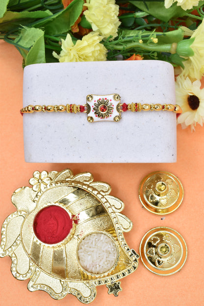 Flower Design Hand Painted Bracelate Rakhi Set of 3  with Roli chawal n RakshabandhanRakhi  for Brother Rakhi  for Kids