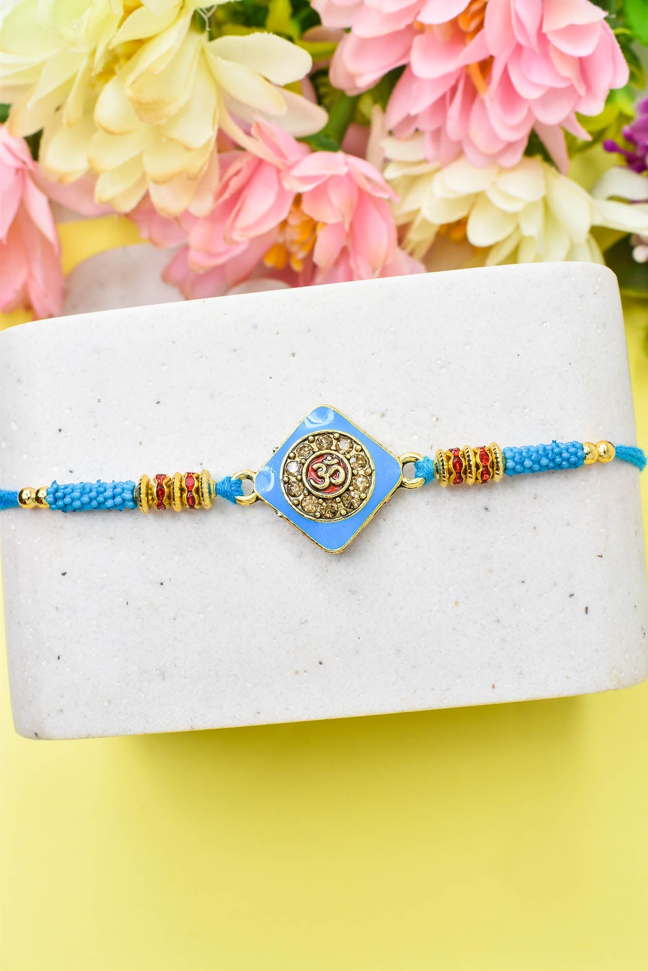 Rakhi for Brothers Rakhi for kids OM Design Hand Painted Bracelate Rakhi with Roli chawal n Rakshabandhan Gift Card Rakhi for Brother / Rakhi for Kids