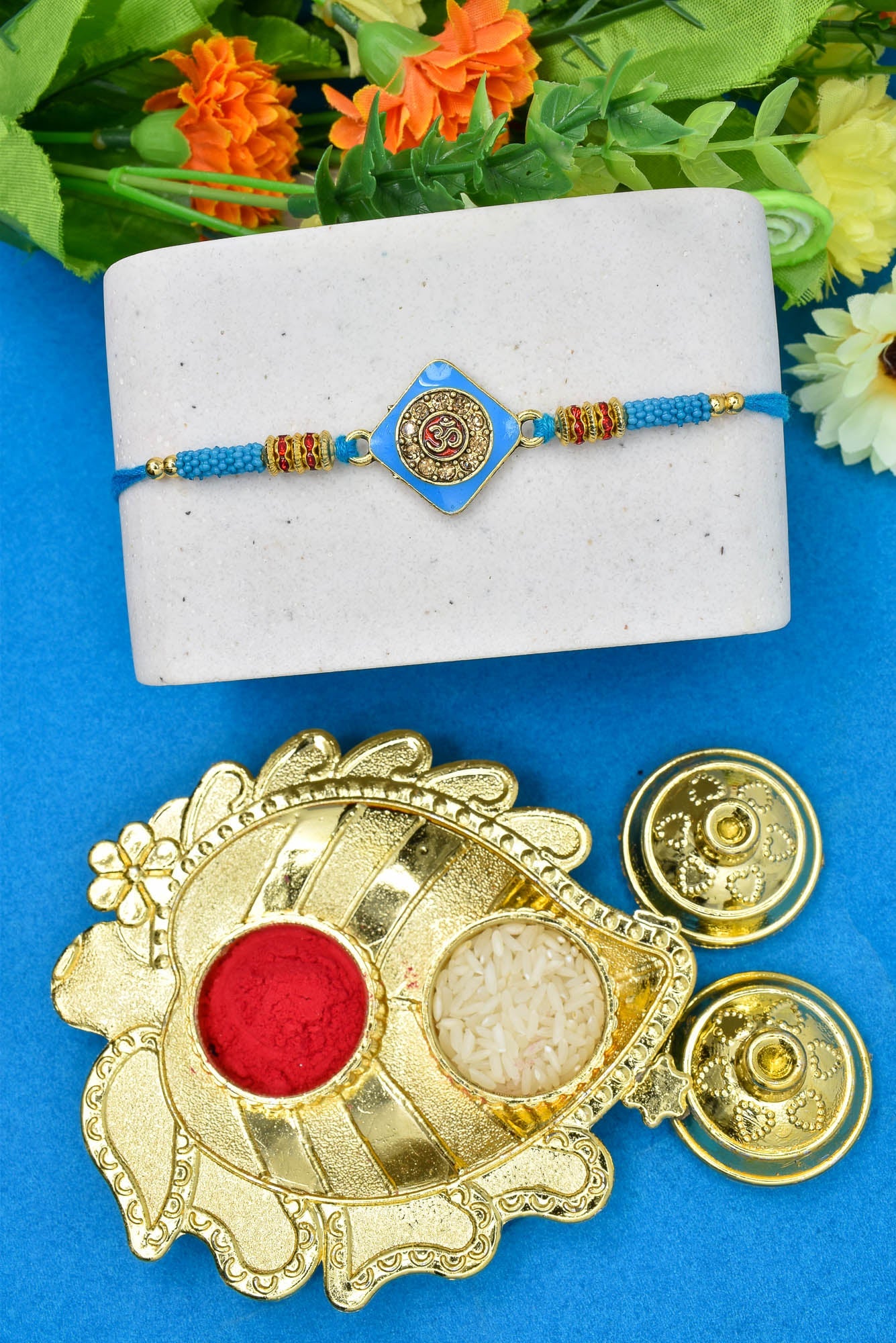 Rakhi for Brothers Rakhi for kids OM Design Hand Painted Bracelate Rakhi with Roli chawal n Rakshabandhan Gift Card Rakhi for Brother / Rakhi for Kids