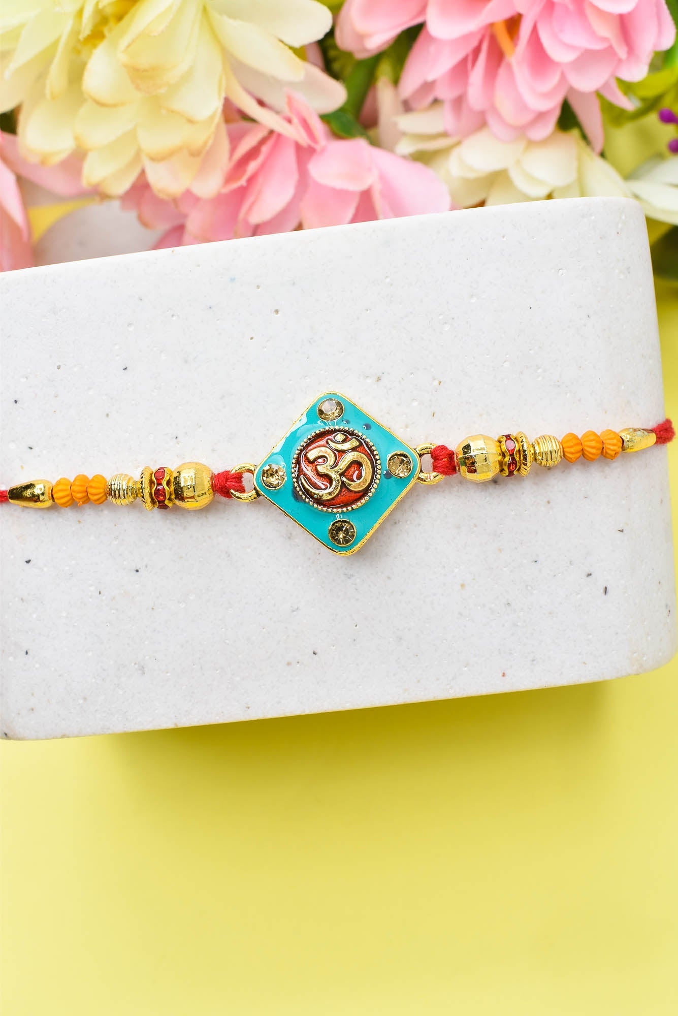 Rakhi for Brothers Rakhi for kids OM Design Hand Painted Bracelate Rakhi with Roli chawal n Rakshabandhan Gift Card Rakhi for Brother / Rakhi for Kids